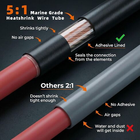 TKDMR 530 Pcs Heat Shrink Tubing Kit - 5:1 Ratio,Adhesive Lined,Waterproof Marine Grade,Electrical Heat Shrink Tube Assortment for Automotive Wire Repair Outdoor Wiring with Box in Kuwait