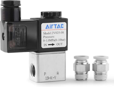 صمام الملف اللولبي للتحكم في السوائل AirTAC 2V025-08 1/4 "PT AC220V 2/2 طريقة سلك مخرج مغلق عادةً in Kuwait