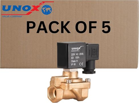 UNOX General Purpose Solenoid Valve Normally Closed Electric Solenoid Valve (1 1/2", 110V AC, 3, GEM) Brass Body 7-232 PSI Pressure 110V AC Solenoid Valve, 3 Pack in Saudi Arabia