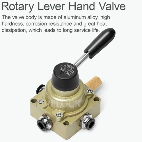 Rotary Lever Hand Valve HV-04, 3 Position 4 Way 1/2" NPT Pneumatic Manual Control Air Flow Valve (1/2" NPT) in Kuwait