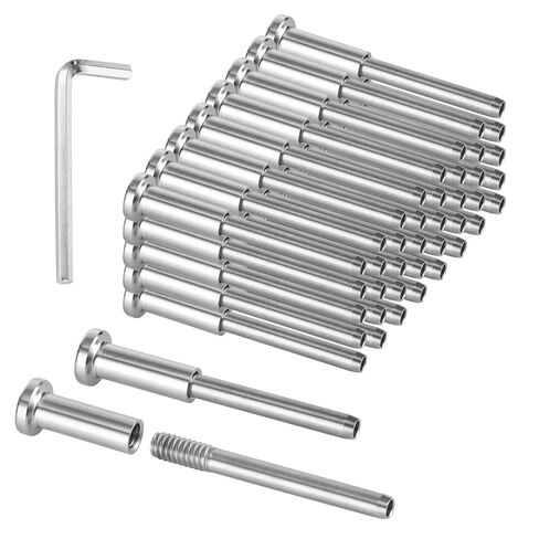 50 PCS Invisible Cable Railing Kit for 1/8 in Wire Rope, Stainless Steel Swage Stud End with Invisible Receiver, Includes L-Shaped Hex Wrench, for 2 x 2 in Wood or Metal Posts in Kuwait