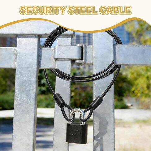 PATIKIL Security Cable Lock (5/32" Dia 3.3ft 70lb Load Capacity, Black)(6 Pcs) Vinyl Coated Stainless Steel Flexible Wire Rope Safety Cable Luggage Lock with Double Loops in Kuwait