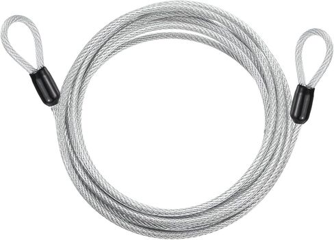 PATIKIL Security Cable Lock (5/32" Dia 12.5ft 77lb Load Capacity, Black) (2 Pcs) Vinyl Coated Stainless Steel Double Loops Flexible Wire Rope Safety Cable Luggage Lock Suit for - Outdoor in Kuwait