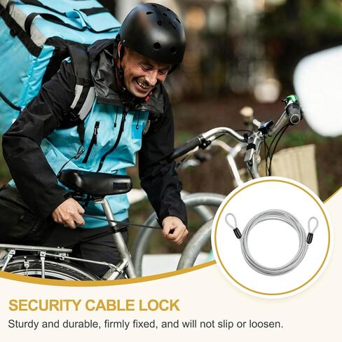 PATIKIL Security Cable Lock (5/32" Dia 12.5ft 77lb Load Capacity, Black) (2 Pcs) Vinyl Coated Stainless Steel Double Loops Flexible Wire Rope Safety Cable Luggage Lock Suit for - Outdoor in Kuwait