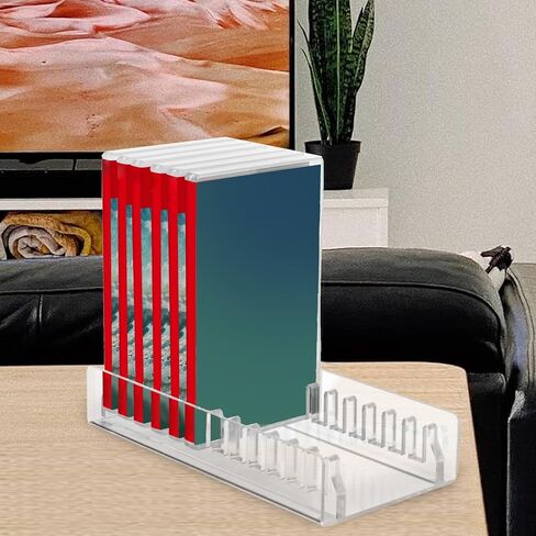 Playing Card Storage Rack, Sturdy Acrylic Design with 12 Slots, Easy to Use for Game Collectors, Transparent Game Disk Display Holder for Home in Kuwait