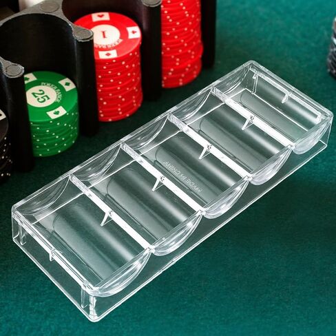 Toddmomy Acrylic Poker Chip Case with 2 Trays for 100 Chips Suitable for Home Game Evenings and Equipment Storage in Kuwait
