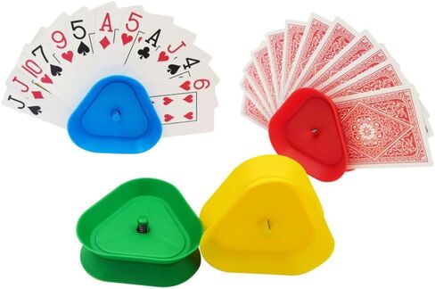 4 Pack 4 Colors Card Stock Triangle Shaped Hands Free Poker Holder Tray for Game Decks in Kuwait
