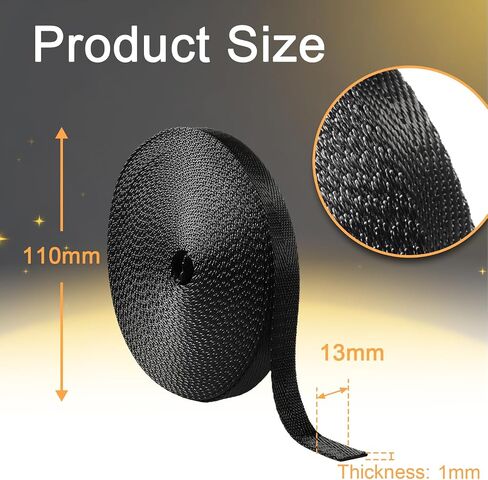 10 Yard Nylon Webbing 1/2 Inch Wide, V Pattern Black Nylon Strap Roll, Heavy Duty 1/2" Webbing Straps for Bags, Backpack, Luggage, Lawn Chair or Outdoor Gear DIY Crafting in Kuwait
