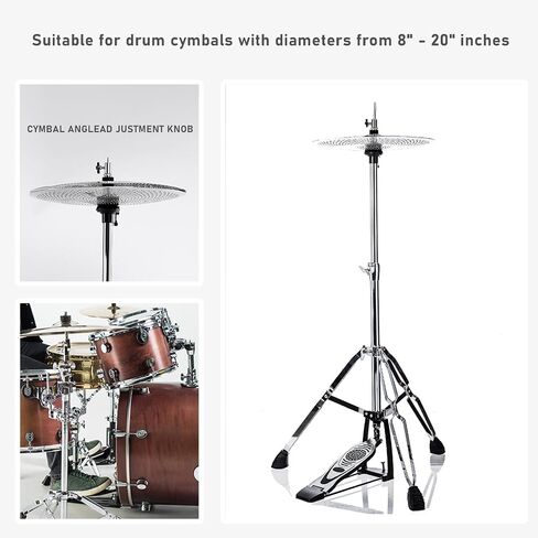 Hi Hat Stand，Three Legs Hi-Hat Stand，Adjustable Height 23.6" to 39.3", Double Braced High Hat Stand with Widened Non-Slip Rubber Feet (V-CC-VZ10) in Kuwait