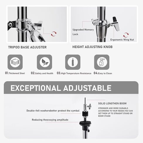 Hi Hat Stand，Three Legs Hi-Hat Stand，Adjustable Height 23.6" to 39.3", Double Braced High Hat Stand with Widened Non-Slip Rubber Feet (V-CC-VZ10) in Kuwait
