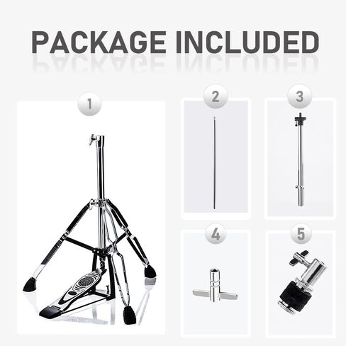 Hi Hat Stand，Three Legs Hi-Hat Stand，Adjustable Height 23.6" to 39.3", Double Braced High Hat Stand with Widened Non-Slip Rubber Feet (V-CC-VZ10) in Kuwait