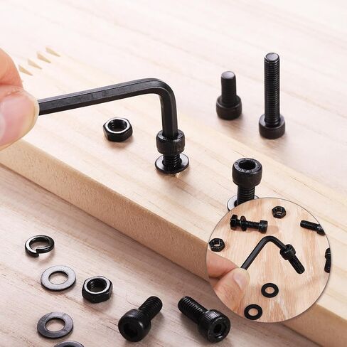 50 Pcs M8 Bolts Kit M8x 16/20/25/30/40/50 mm M8 Screw Kits | 12.9 Alloy Steel Black Zinc Plated, Hex Socket Head, Corrosion resistant fastening for marine, machinery and DIY assembly in Kuwait