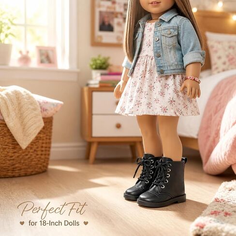 UPKOCH 1 Pair Doll Boots, PU Leather Shoes for 18 Inch Dolls, Black Miniature Doll Shoes, Doll Dressing Accessories in Saudi Arabia