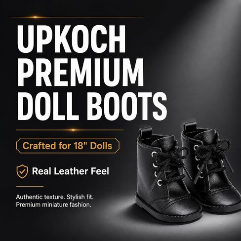 UPKOCH 1 Pair Doll Boots, PU Leather Shoes for 18 Inch Dolls, Black Miniature Doll Shoes, Doll Dressing Accessories in Saudi Arabia