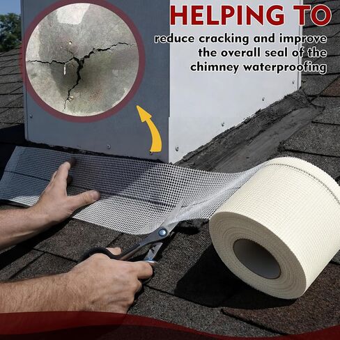 6 in x 164 ft Fiberglass Reinforcement Mesh Roll for Chimney Flashing Repair, Roof Enhanced Fabric Mesh Roll, Leak Repair for Chimneys, Roof Seams, Vents Flashing, Wall Crack in Kuwait