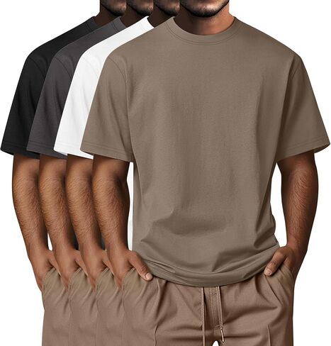 Neer 4 Pack Men's Big and Tall Shirts Summer Cotton Short Sleeve Tee Crew Neck Casual Top Basic Oversize T Shirts in Saudi Arabia