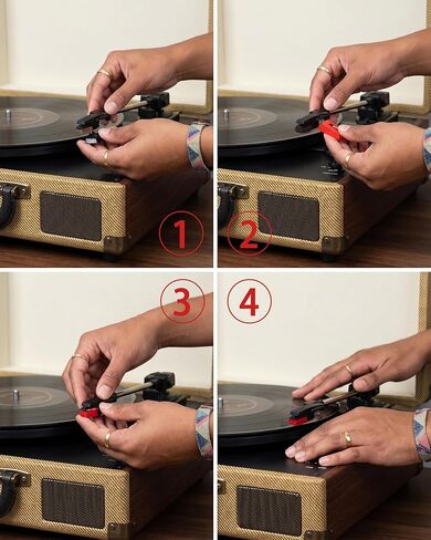 5-Pack Record Player Needles – Turntable Stylus Replacement with Red Housing, Compatible with Victrola Nostalgic & Suitcase Players, ITRR-501, ITVS-750, ITRRS-300 & Other LP Vinyl Turntables in Kuwait