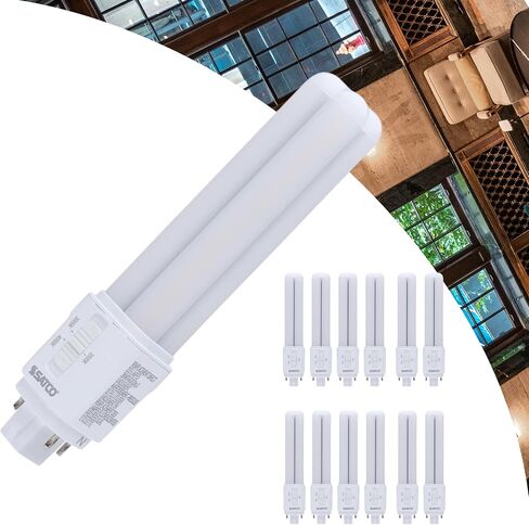 Satco LED PL Lamp 9.5W Replaces 18W/26W/32W CFL 3000K/3500K/4000K CCT Selectable G24q 4-Pin Base Type A/B Dual Mode 120-277V Dimmable Part S29854 (12 Pack) in Kuwait