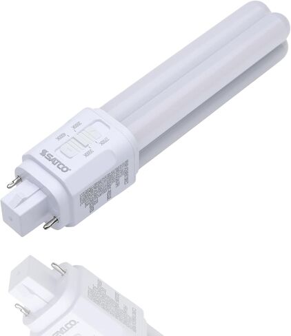 مصباح Satco LED PL 9W يستبدل 18W/26W/32W CFL 2700K/3000K/3500K/4000K CCT قابل للتحديد G24d 2-Pin Base Ballast Bypass Type B 120-277V الجزء S29855 غير قابل للتعتيم (6 عبوات) in Kuwait
