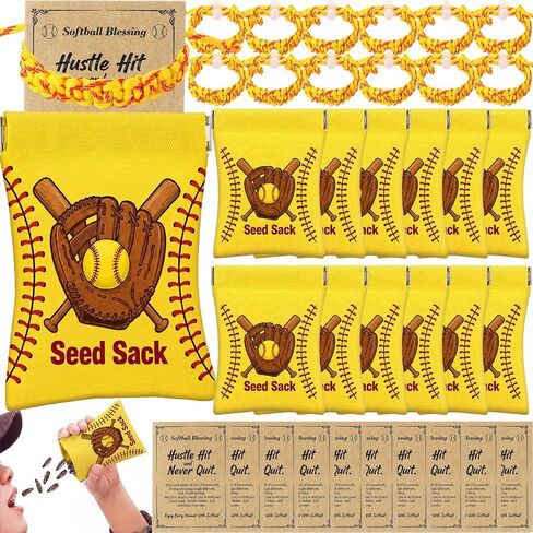 36 Pcs Baseball Softball Seed Bags Gifts for Team Gifts 12 Sunflower Seed Bag with 12 Inspirational Gift Card 12 Ball Bracelet Wristbands Accessories for Women Sport Party Favors in Kuwait