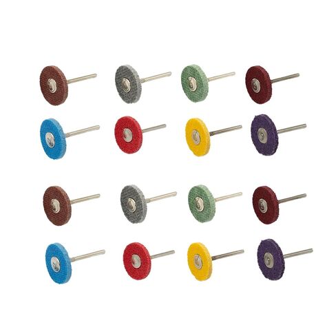 16Pcs Color Coded Nylon Polishing Wheel Kit, 1/8" Shank Abrasive Buffing Wheels for Dremel Rotary Tool, Assorted Grit Scouring Pad Buffing Kit for Jewelry, Metal, Watch, Chrome Polishing & Deburring in Kuwait