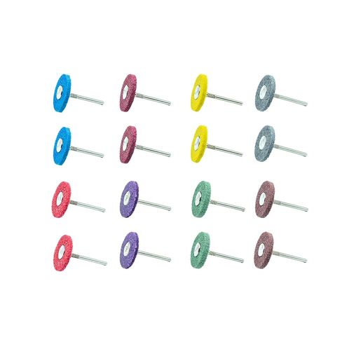 16Pcs Color Coded Nylon Polishing Wheel Kit, 1/8" Shank Abrasive Buffing Wheels for Dremel Rotary Tool, Assorted Grit Scouring Pad Buffing Kit for Jewelry, Metal, Watch, Chrome Polishing & Deburring in Kuwait