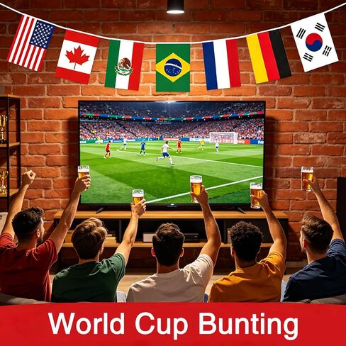 World Cup Flags 2026, 100 Countries String Banner, 98ft International Flags Bunting, Double-Sided Polyester Pennant for Olympic Sports Bar Party Garden Decor (8.27 * 5.51in-98.43FT) in Kuwait