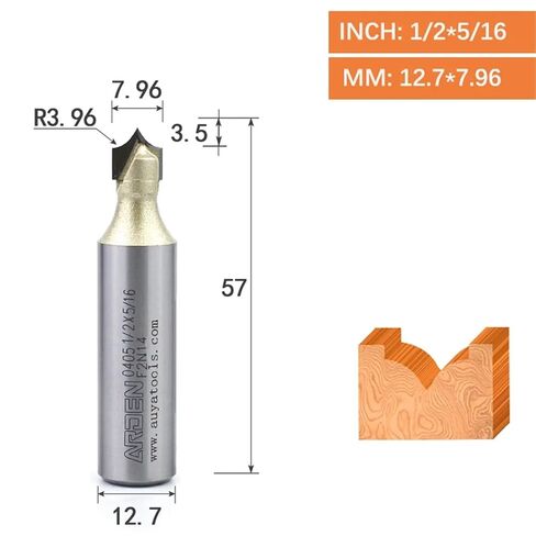 Point Cutting Round Over Bit Carbide Carving Tool Woodworking Tip Arc Edge Milling Cutter MDF Engraving Router Bit(12.7x7.96) in Kuwait