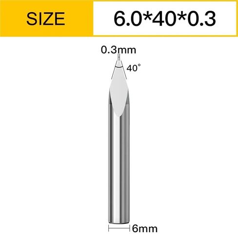 Vsharp 3 Edges 6mm Carbide V-Shape Engraving Bit TriangularMilling Cutter Wood Acrylic PVC Jade Metal CNC Tool Engraving Carving(6x40Deg.x0.3) in Kuwait