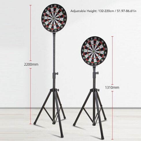 Tripod Dartboard Stand, Heavy Duty, Height Adjustable for Leisure, 132-220 cm, Stainless Steel, Portable Design in Kuwait