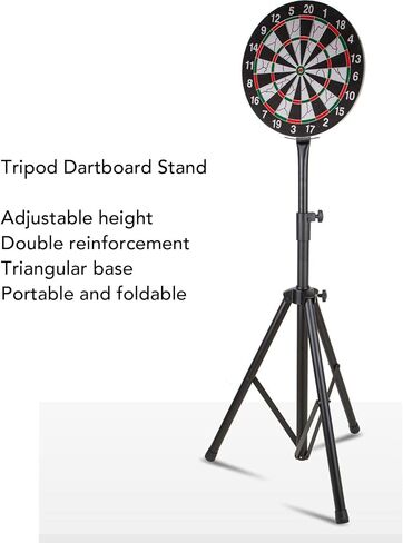 Tripod Dartboard Stand, Heavy Duty, Height Adjustable for Leisure, 132-220 cm, Stainless Steel, Portable Design in Kuwait