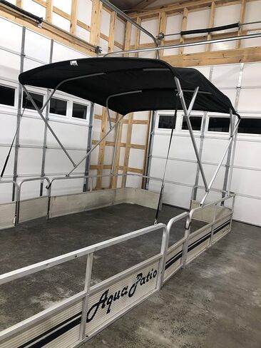 Replacement Bimini Top Canvas with Boot, Black 8' Long x 8' Wide, 16oz, 4 Bow, fits 91-96" Wide, Zippered Sleeves, Cut Out for Rear White Light in Kuwait
