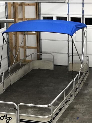 Cypress Rowe Outfitters 9' Long x 8' Wide Pontoon Boat Bimini Top Kit, Best Available, Pacific Blue, Complete Kit, Square Frame with Metal Fittings, 16oz Canvas, Hardware Kit in Kuwait