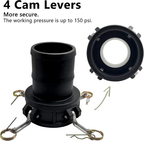 تركيبات Camlock مقاس 4 بوصات من النوع C & E من مادة البولي بروبيلين ومجموعة تركيب خرطوم الأخدود مع Camlock أنثى وذكر 4 بوصات × ساق 4 بوصات (خرطوم بارب)، ووصلات خرطوم الكامة والأخدود in Kuwait