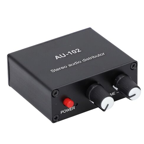 Active Sound Distributor Aluminum Alloy 2 Way Audio Splitter with NJM4556A Op Amp DC5V 3.5mm Input Output 3.5dB Gain for Headphones and Sound Amps in Kuwait