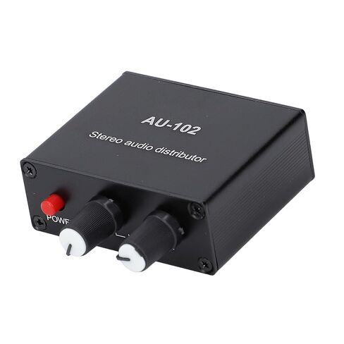 Active Sound Distributor Aluminum Alloy 2 Way Audio Splitter with NJM4556A Op Amp DC5V 3.5mm Input Output 3.5dB Gain for Headphones and Sound Amps in Kuwait