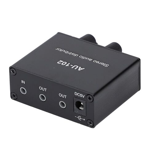 Active Sound Distributor Aluminum Alloy 2 Way Audio Splitter with NJM4556A Op Amp DC5V 3.5mm Input Output 3.5dB Gain for Headphones and Sound Amps in Kuwait