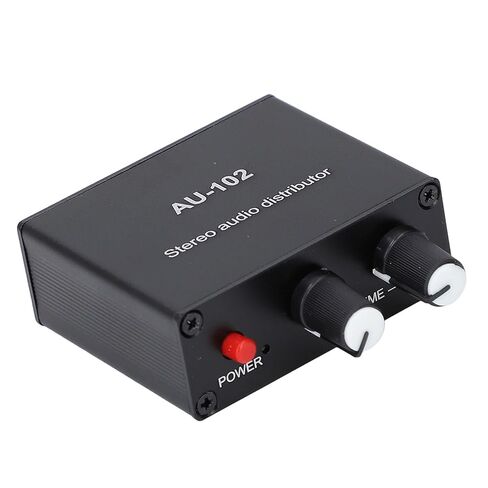 Active Sound Distributor Aluminum Alloy 2 Way Audio Splitter with NJM4556A Op Amp DC5V 3.5mm Input Output 3.5dB Gain for Headphones and Sound Amps in Kuwait