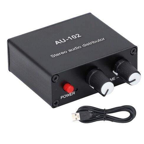 Active Sound Distributor Aluminum Alloy 2 Way Audio Splitter with NJM4556A Op Amp DC5V 3.5mm Input Output 3.5dB Gain for Headphones and Sound Amps in Kuwait