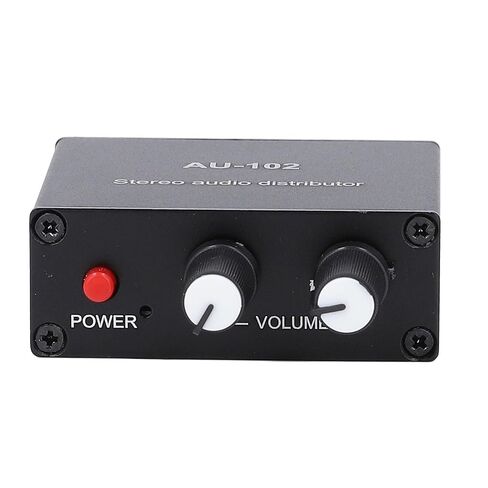 Active Sound Distributor Aluminum Alloy 2 Way Audio Splitter with NJM4556A Op Amp DC5V 3.5mm Input Output 3.5dB Gain for Headphones and Sound Amps in Kuwait