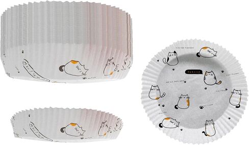 Cartoon Printed Disposable Paper Liners Food Grade Pulp is Resistant to Oil and Water Suitable for Microwave Oven Steamer Cooker (50pcs Unbleached)/1857(50pcs White) in Kuwait