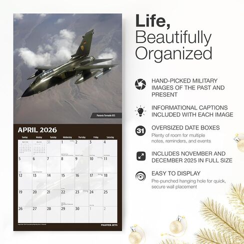RED EMBER Warbirds 2026 Wall Calendar 12 Month | 12" x 24" Open | Thick & Sturdy Paper | Holiday Gift | Aircraft Fighter Jet Airplane Military Calendar 2026 in Saudi Arabia