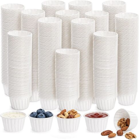 Dicunoy 600 Pieces Paper Souffle Cups, 2 Oz Disposable Condiment Cups, Mini Leak-Proof Dip Sample Cups for Tasting Ketchup Sauce Pill Medicine Portion Control Food Dessert Serving in Saudi Arabia