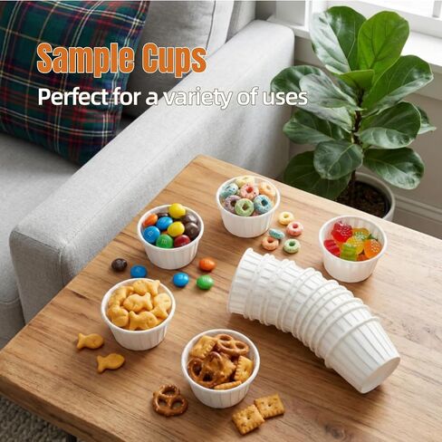 Dicunoy 600 Pieces Paper Souffle Cups, 2 Oz Disposable Condiment Cups, Mini Leak-Proof Dip Sample Cups for Tasting Ketchup Sauce Pill Medicine Portion Control Food Dessert Serving in Saudi Arabia