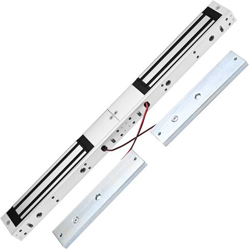 Double Door Magnetic Lock with ZL Bracket, Surface-Mount 12V DC Fail-Safe Electromagnetic Locks, 600LBS Holding Force for Indoor Access Control Systems (E- Double Doors 600LBS Lock +ZL Bracket) in Kuwait