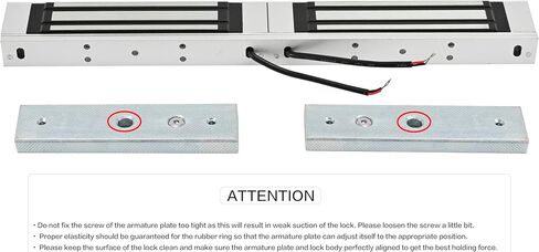 Double Door Magnetic Lock with ZL Bracket, Surface-Mount 12V DC Fail-Safe Electromagnetic Locks, 600LBS Holding Force for Indoor Access Control Systems (E- Double Doors 600LBS Lock +ZL Bracket) in Kuwait