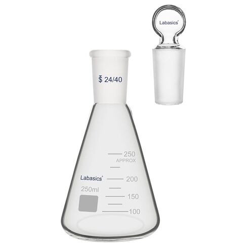 قارورة Erlenmeyer من زجاج البورسليكات من Labasics مع سدادة مشتركة 24/40، دورق مخروطي لخلط الكواشف المختبرية وتخزينها، 500 مل in Kuwait