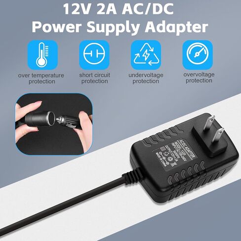 12V 2A AC/DC Power Supply Adapter for Yamaha PSR/YPG/YPT/DGX/DD/EZ/P Series Keyboards, 5.9FT Charger Cord Replacement for PA-130/PA-130B (Piano Keyboard Accessories) in Kuwait