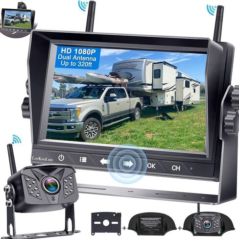 LeeKooLuu RV Backup Camera Wireless HD 1080P 7 Inch Monitor Touch Key Screen DVR Recorder 2 Rear View Cameras Adapter for Furrion Pre-Wired RVs Trailers Campers Trucks IP69 Waterproof Night Vision in Saudi Arabia