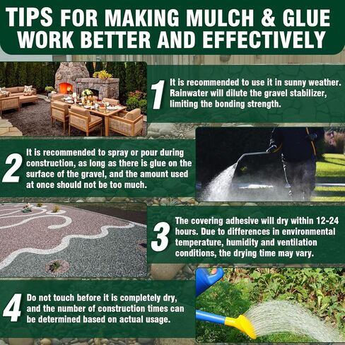 35 Ounce Mulch and Gravel Glue for Landscaping, Clear Gravel Binder, Strong Mulch Anchor Easily Holds Rubber, Stone, Pebble, Pea Gravel- Wide Coverage and Pet Safe in Kuwait